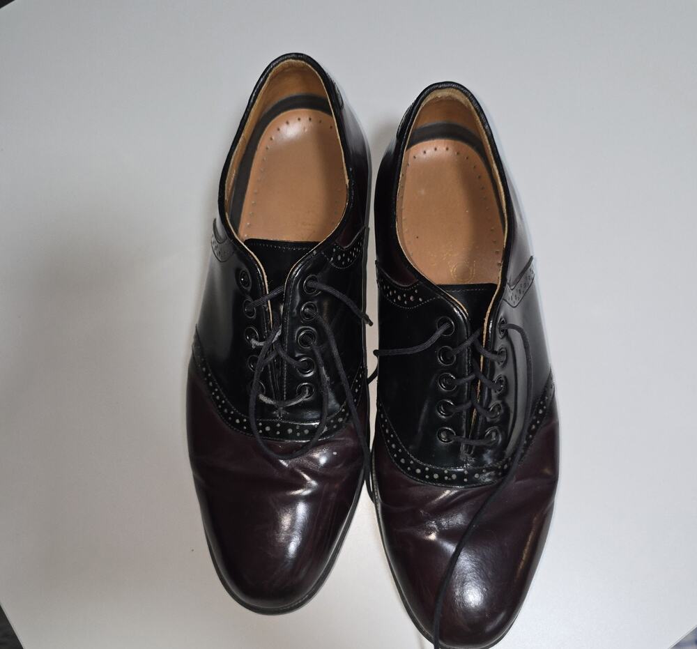 French Shriner Vintage Leather Oxford Shoes Mens Size 10 D Wingtip Oxblood Black
